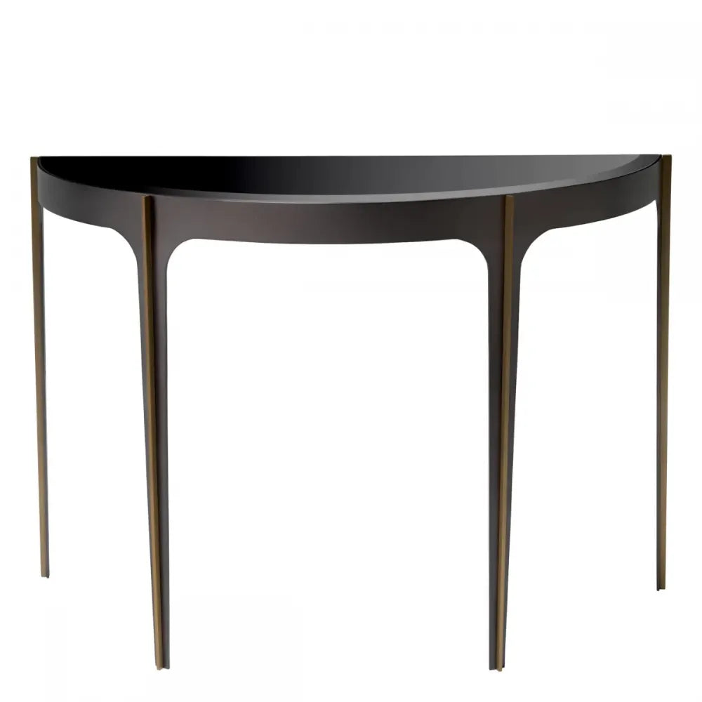 Consola din Sticla Negru si Otel inoxidabil Bronz L102.5xH75cm Artemisa Eichholtz