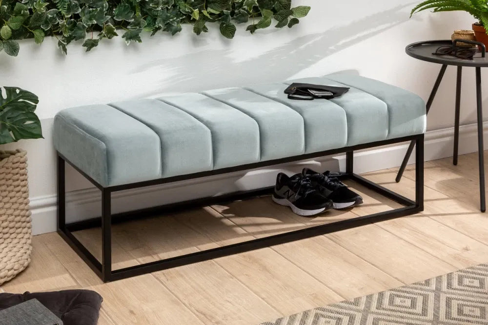Bancheta din Metal Negru si Catifea Verde mint H40xL108cm Petit beaute