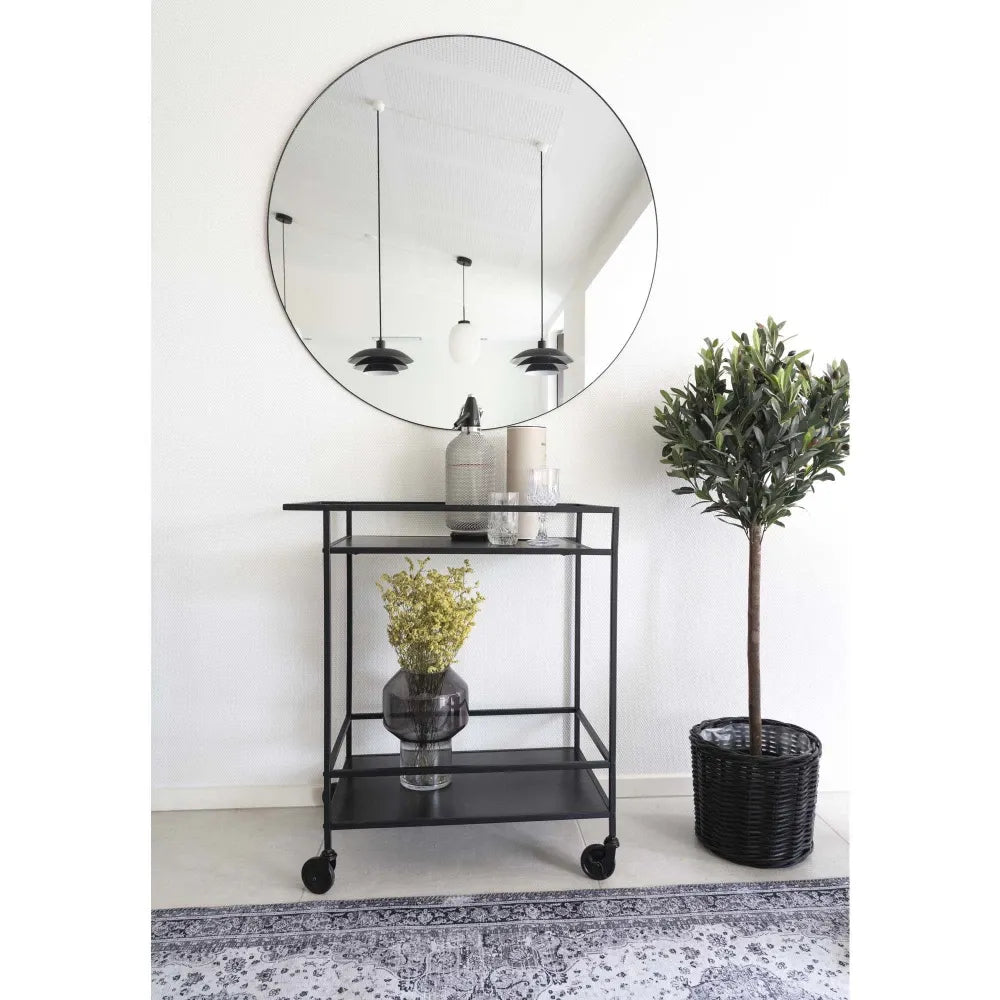 Oglinda cu rama din Metal Negru D100cm Jersey