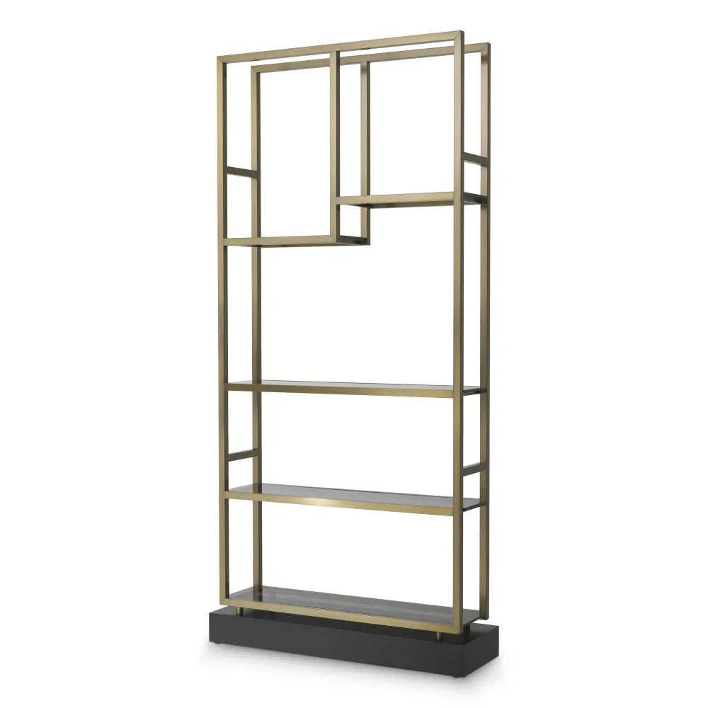 Etajera din Sticla Fumuriu si Metal Alama L35xH240.5cm Corrado I Eichholtz