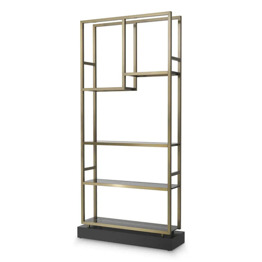 Etajera din Sticla Fumuriu si Metal Alama L35xH240.5cm Corrado I Eichholtz