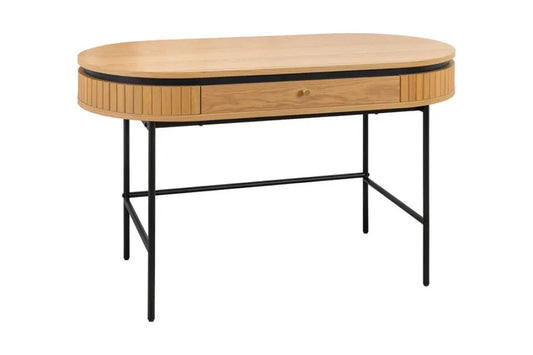 Birou din MDF/Furnir de stejar Maro si Metal Negru L120xH76cm ATELIER