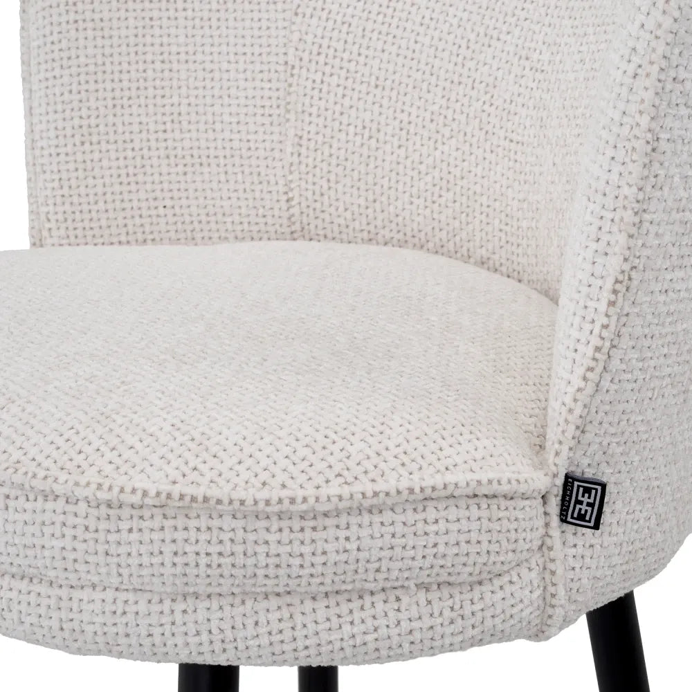 Scaun de bar rotativ tapitat cu Stofa Alb L53xA48xH100.5cm Grena Eichholtz