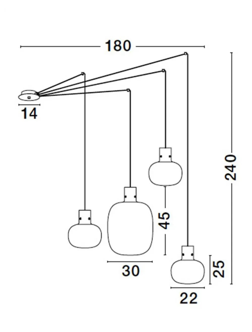 Lustra structura din Metal Negru si abajur din Sticla Fumuriu H240xL180cm IP20 CINZIA