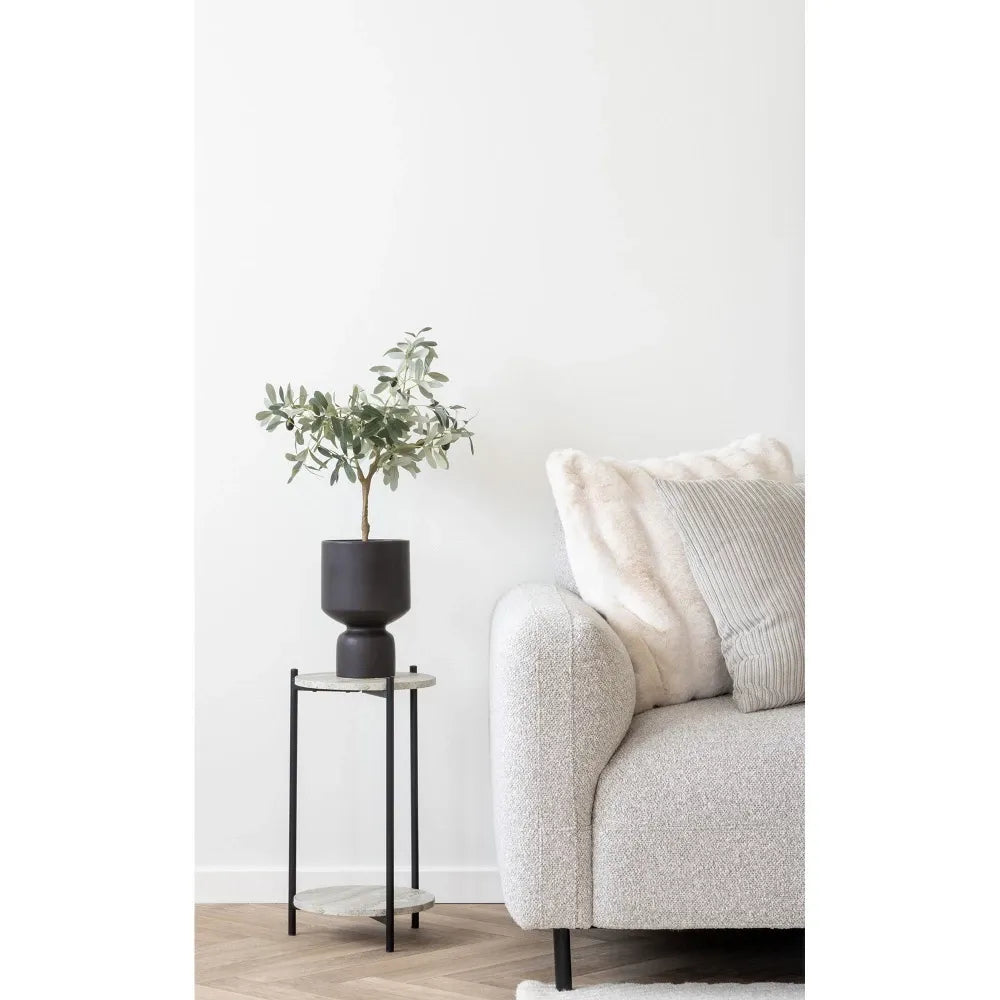 Coltar orientare dreapta cu picioare din Metal Negru tapitat cu Stofa boucle Gri L265xH80cm Salvador