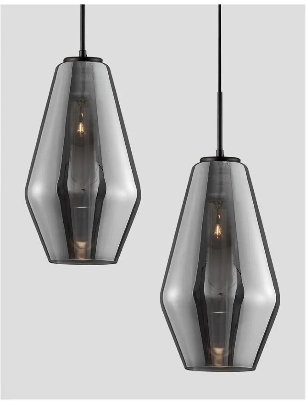 Pendul structura din Metal Negru si abajur din Sticla Crom H120xL17cm IP20 VEIRO