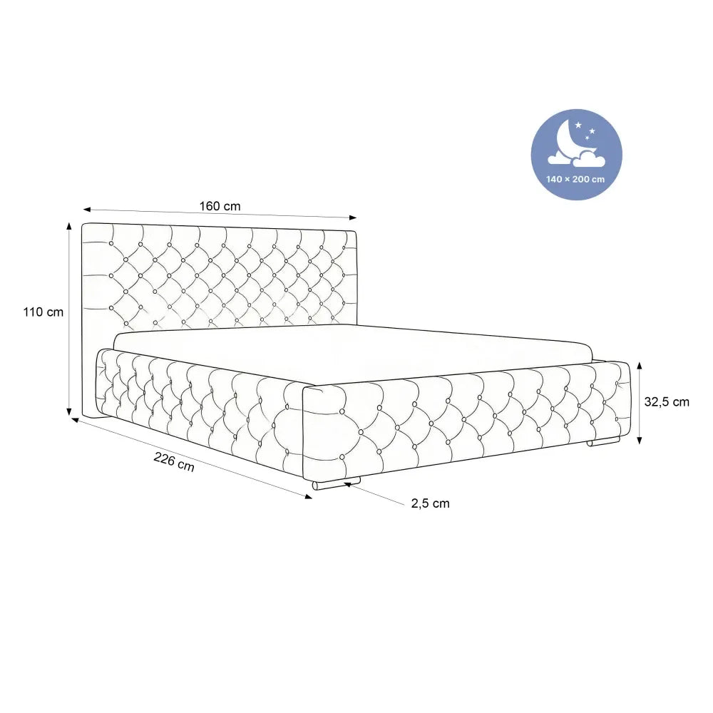 Pat 140 x 200 tapitat cu Stofa Kronos Bej Noah