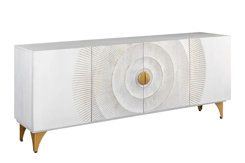 Comoda din Lemn de mango Alb/Auriu si Metal Auriu L177xH76cm GOLDEN SUNSET