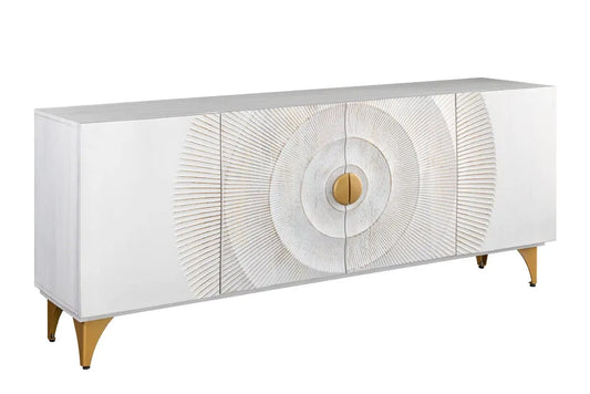 Comoda din Lemn de mango Alb/Auriu si Metal Auriu L177xH76cm GOLDEN SUNSET