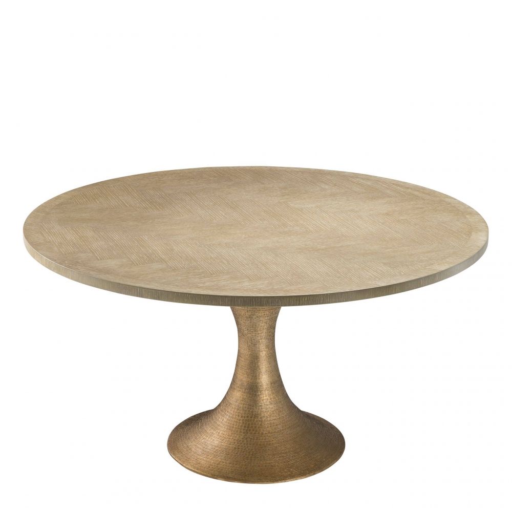 Masa rotunda din Furnir de stejar Auriu de 4-6 persoane D140cm Melchior