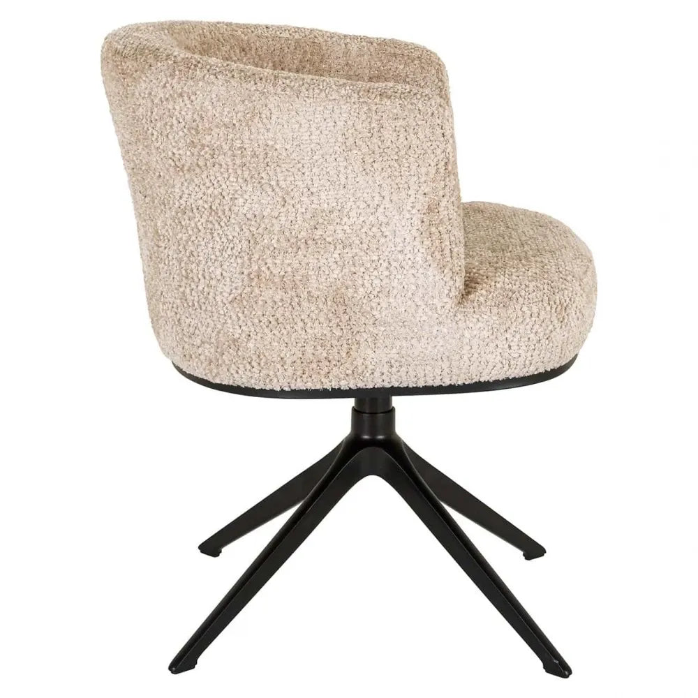 Scaun rotativ tapitat cu Stofa be lovely Bej cu picioare din Metal Negru H77xL65xA63cm Cheyenne Richmond interiors