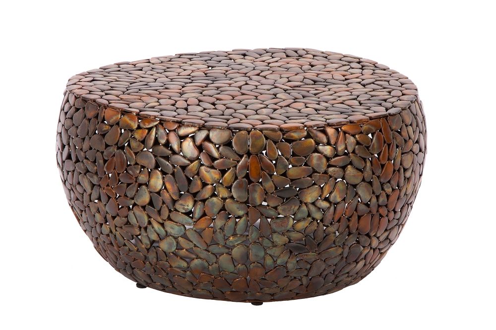 Masuta de cafea Asimetrica din Metal si Metal Cupru/Cupru DxH40cm Stone Mosaic