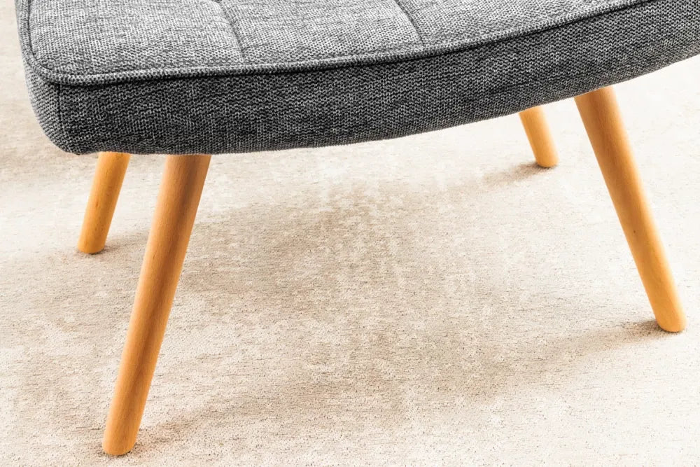 Puf din Lemn de fag Maro si Stofa Gri H39xL60cm Scandinavia