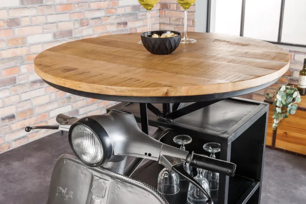 Masa bar din Lemn de mango Maro si Metal Multicolor L120xH116cm SCOOTER