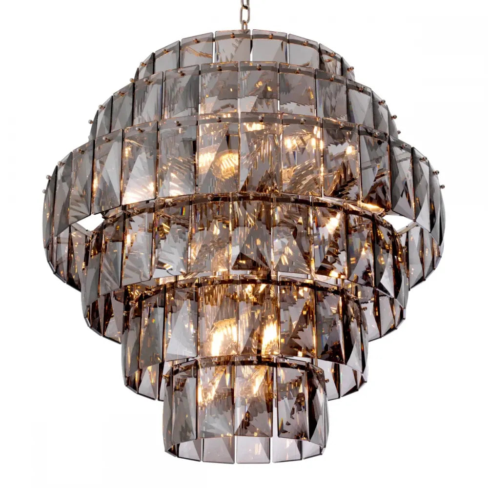 Candelabru din Metal Argintiu si Cristal Fumuriu H80xD80cm Amazone L Eichholtz