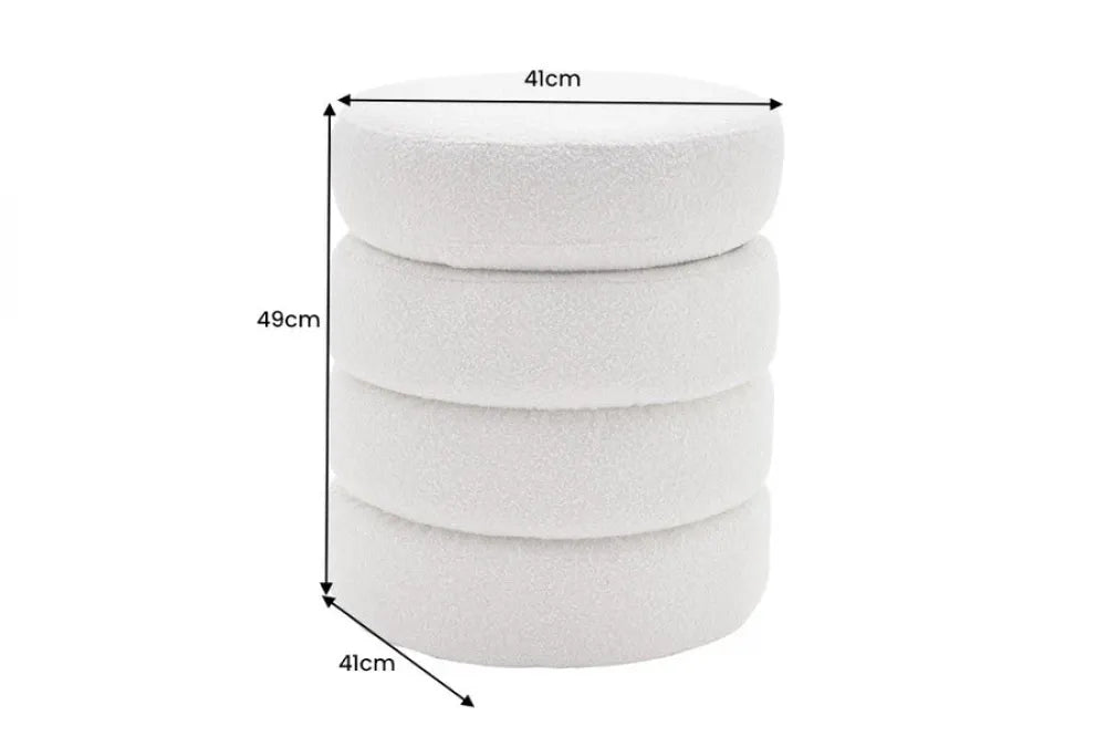 Puf cu spatiu de depozitare din Stofa boucle Alb H49xL41cm Voque