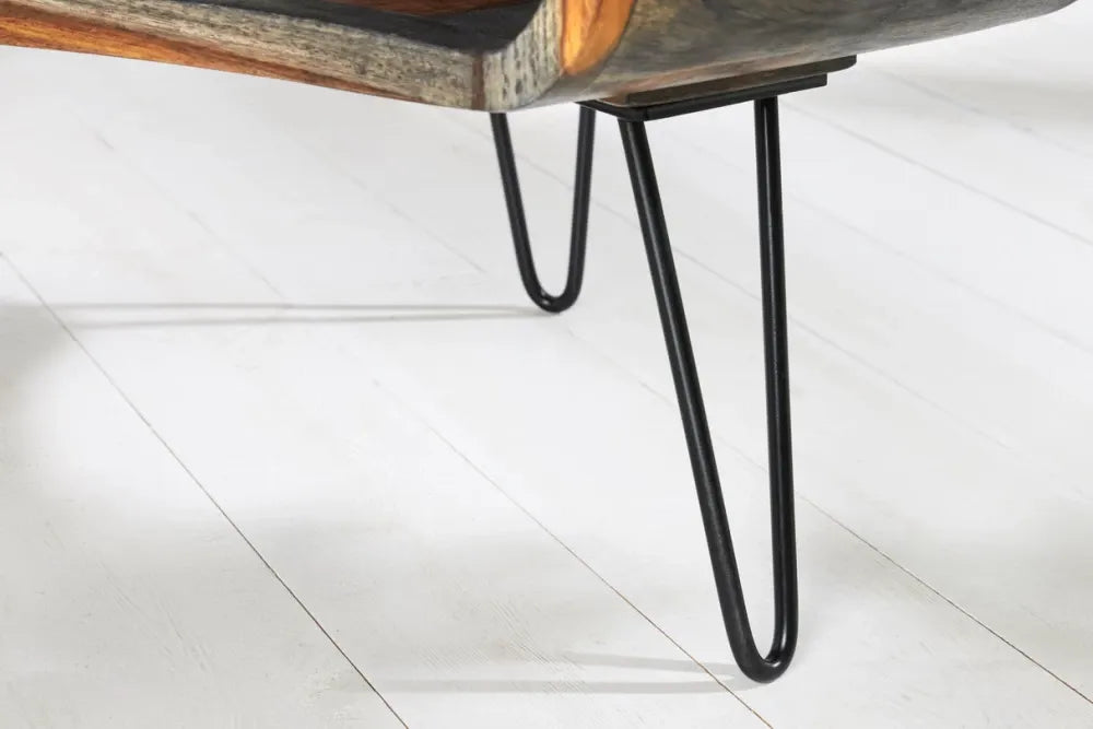 Masuta de cafea din Lemn de sheesham Maro/Gri si Metal Negru L70xH46cm Organic living
