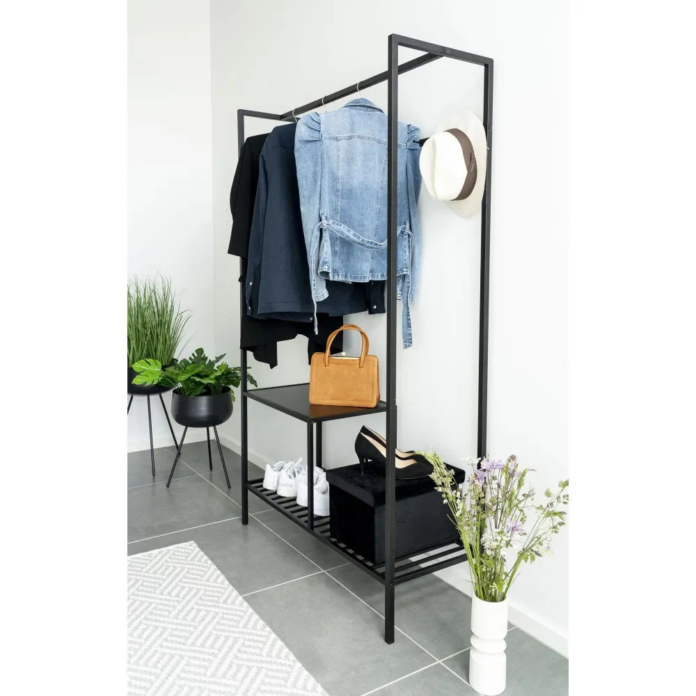 Cuier din PAL Negru si Metal Negru L101xH170cm Vita