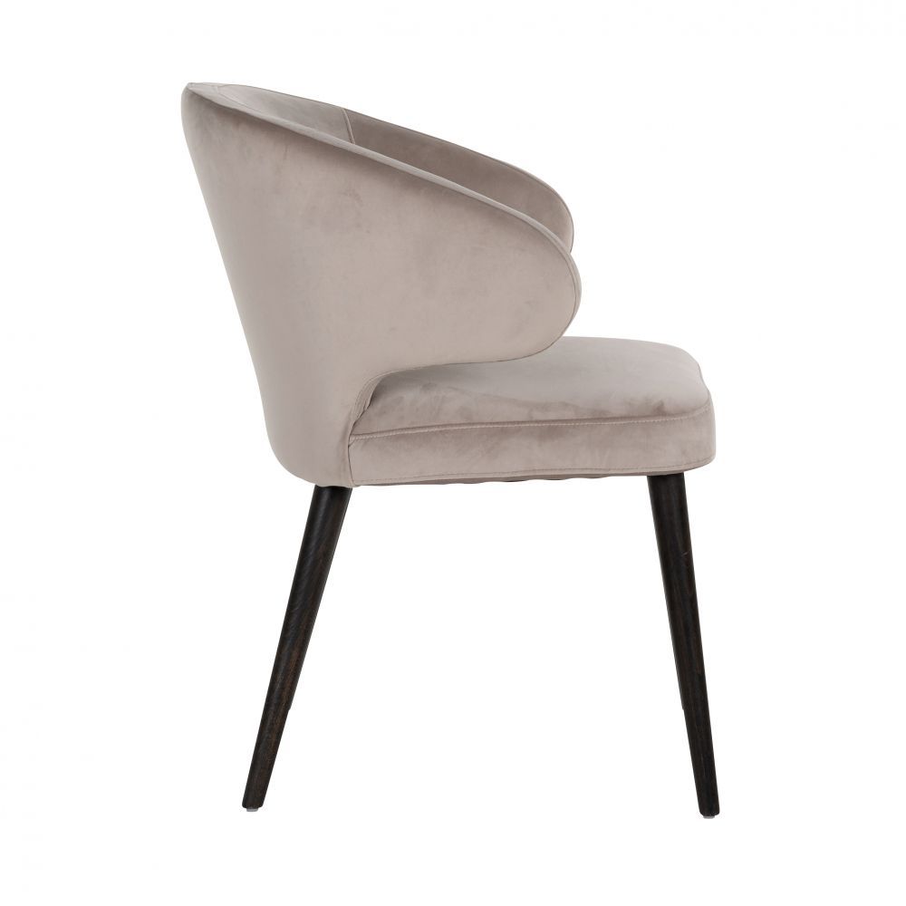 Scaun cu brate din Catifea si Lemn Gri/Negru H81xL62xA60cm Indigo Richmond Interiors