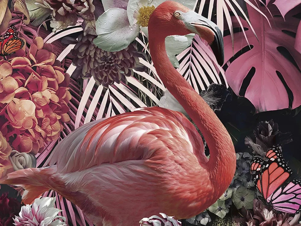 Tablou Animale pe Sticla securizata Multicolor L80xH120cm Flamenco