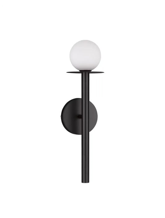 Aplica de perete structura din Metal Negru si abajur din Sticla Alb H45xL12cm IP20 PIELO