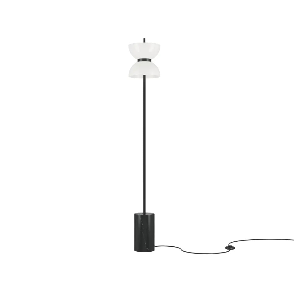 Lampa podea din Metal Negru si Sticla Alb H145xD22cm Kyoto