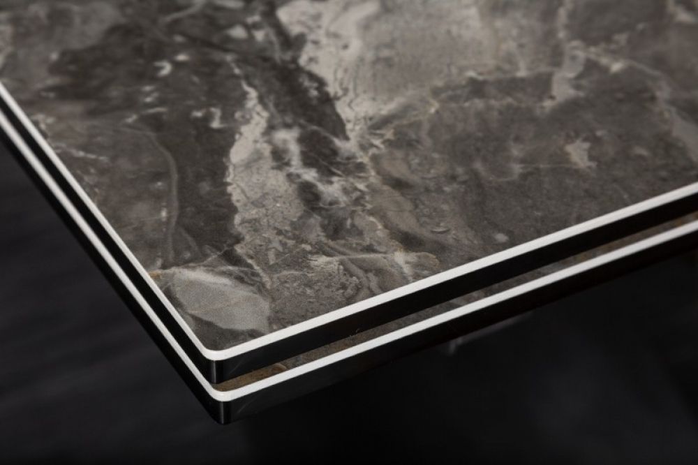 Masa extensibila dreptunghiulara din Ceramica Gri/Negru de 8-10 persoane L180/260x90cm Euphoria
