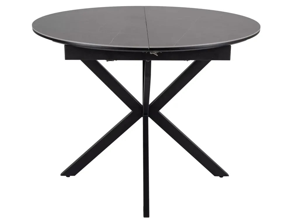 Masa extensibila cu blat din Ceramica Gri mat cu picioare din Metal Negru mat L100-135cm Gaston