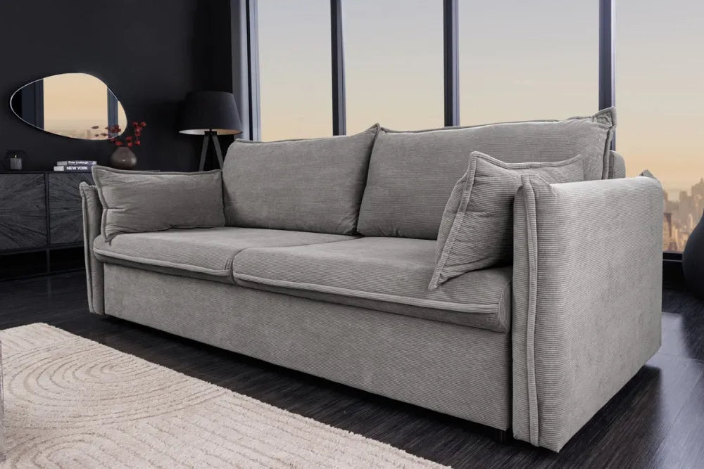 Canapea extensibila de 3 locuri tapitat cu Catifea raiata Gri L215cm Apartment