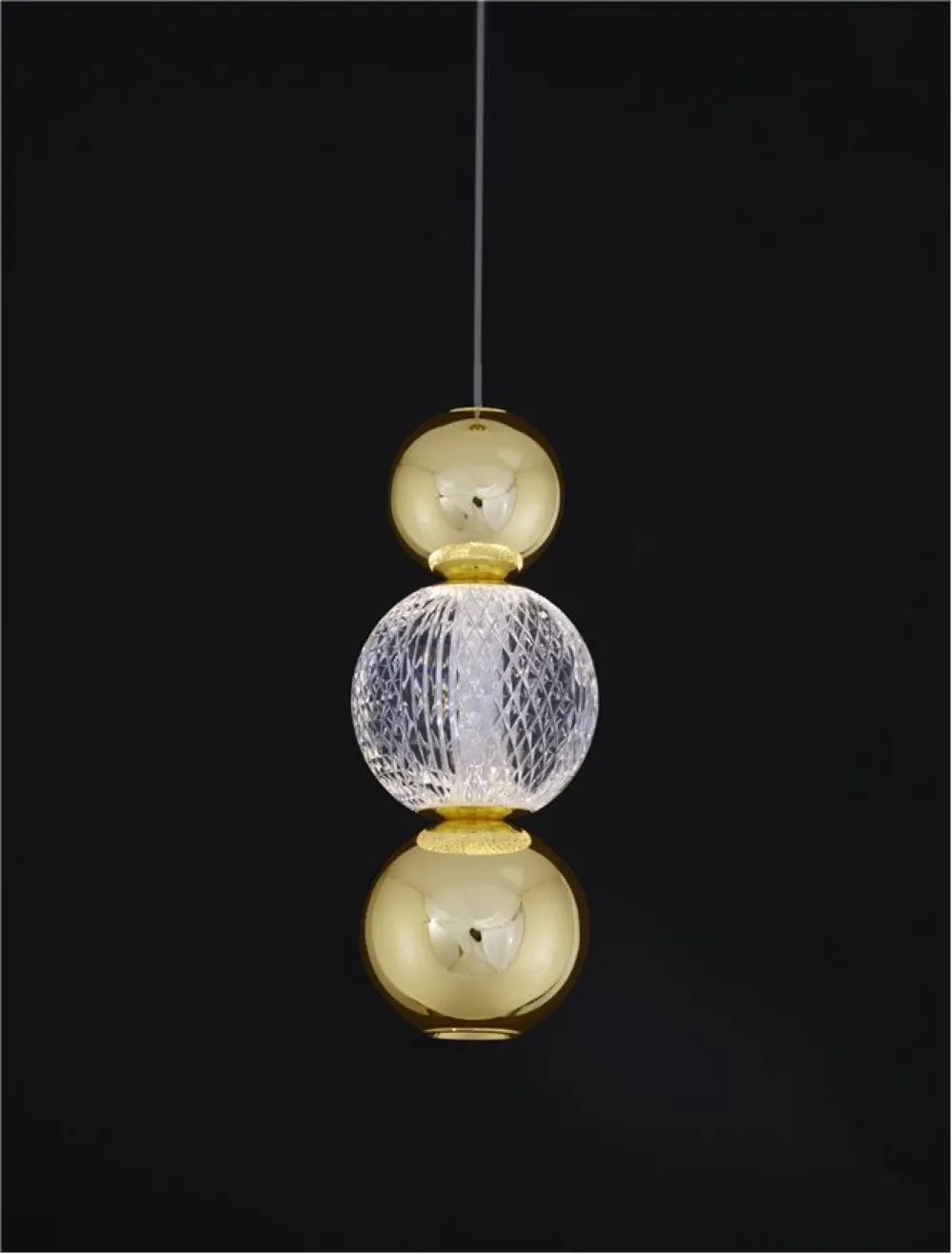 Pendul structura din Aluminiu Auriu si abajur din Acrilic Transparent H250xL14cm IP20 6W 322lm 3200k BRILLE