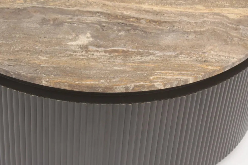 Masuta de cafea din MDF/Metal Maro si Travertin Maro D90xH35cm Russo Richmond interiors