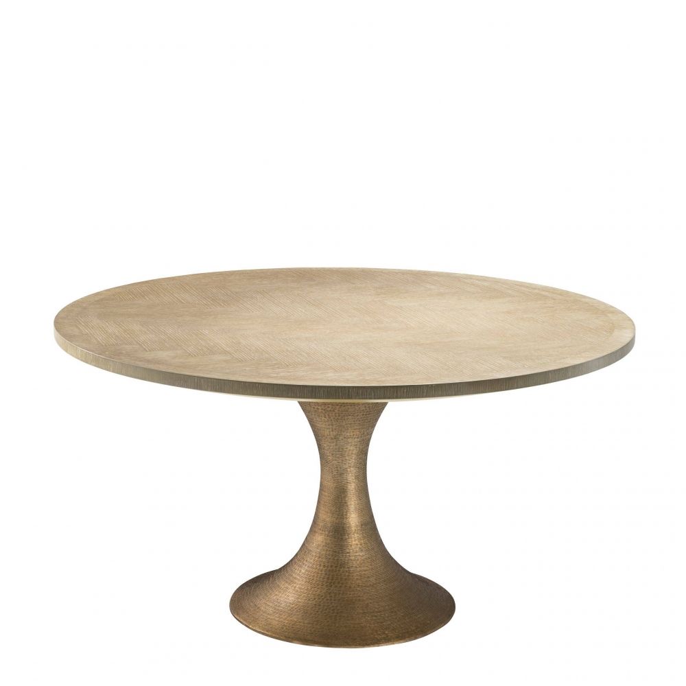 Masa rotunda din Furnir de stejar Auriu de 4-6 persoane D140cm Melchior