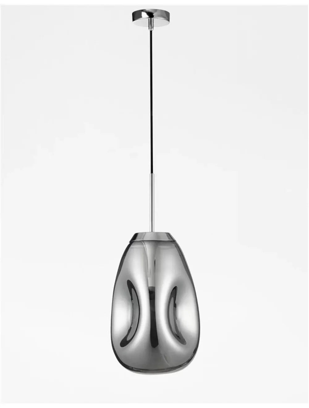 Pendul structura din Metal Argintiu si abajur din Sticla Crom H120xL22cm IP20 LAVA