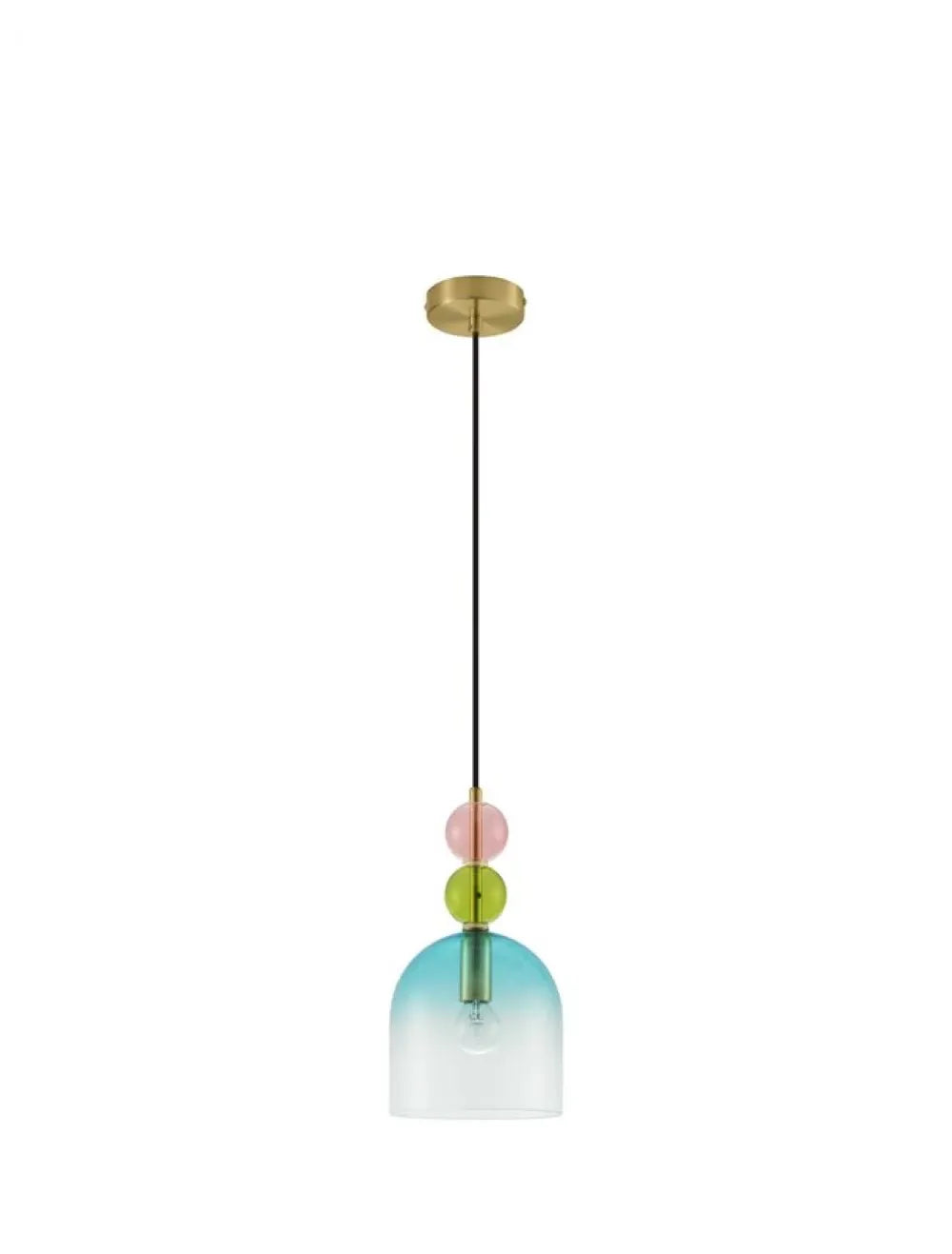 Pendul structura din Metal Negru/Auriu si abajur din Sticla Multicolor H184.5xL16cm IP20 MURANO