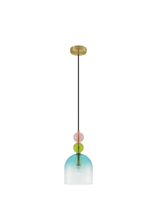 Pendul structura din Metal Negru/Auriu si abajur din Sticla Multicolor H184.5xL16cm IP20 MURANO