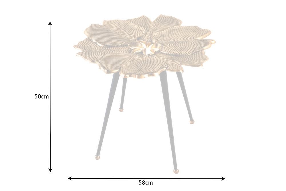 Masuta de cafea Asimetrica din Metal si Metal Auriu/Negru L58xH50cm Ginkgo Leafs