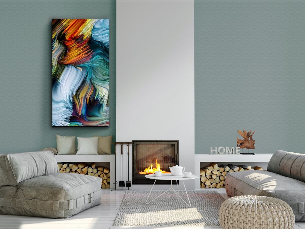 Tablou Dreptunghiular pe Sticla Multicolor Simbiosis H150xL80cm