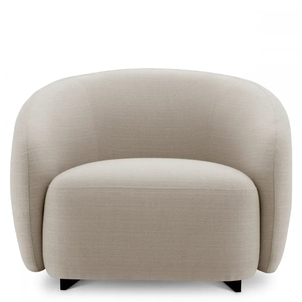 Fotoliu de exterior din Metal Negru si Stofa Bej H52xL100xA88cm Brice Eichholtz