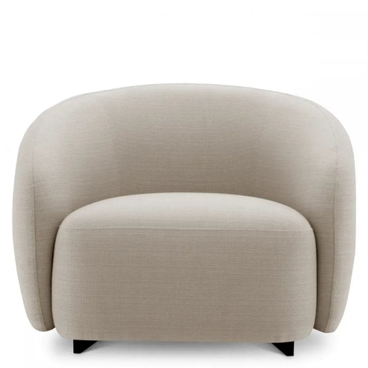 Fotoliu de exterior din Metal Negru si Stofa Bej H52xL100xA88cm Brice Eichholtz