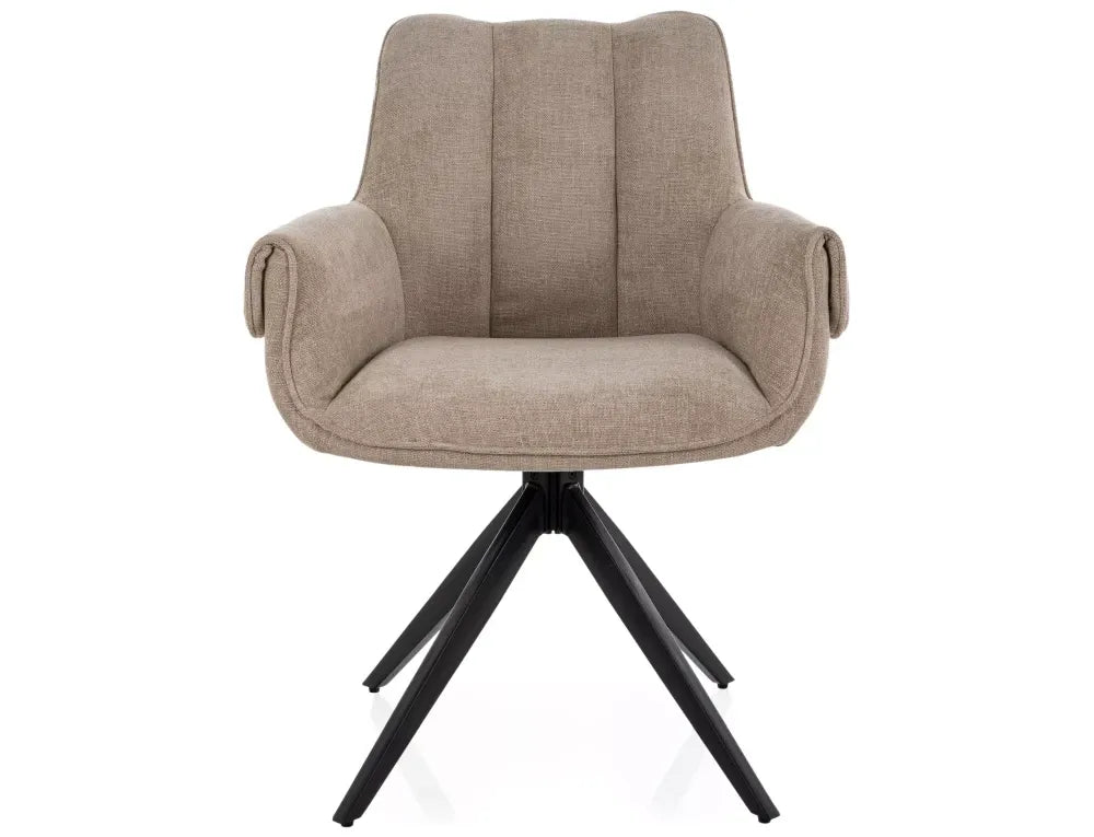 Set 2 Scaune rotative din Stofa Bej si Metal Negru H86xL62xA62cm Gio