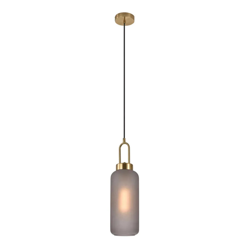 Pendul din Metal Alama si Sticla Fumuriu H46xD13cm Luton