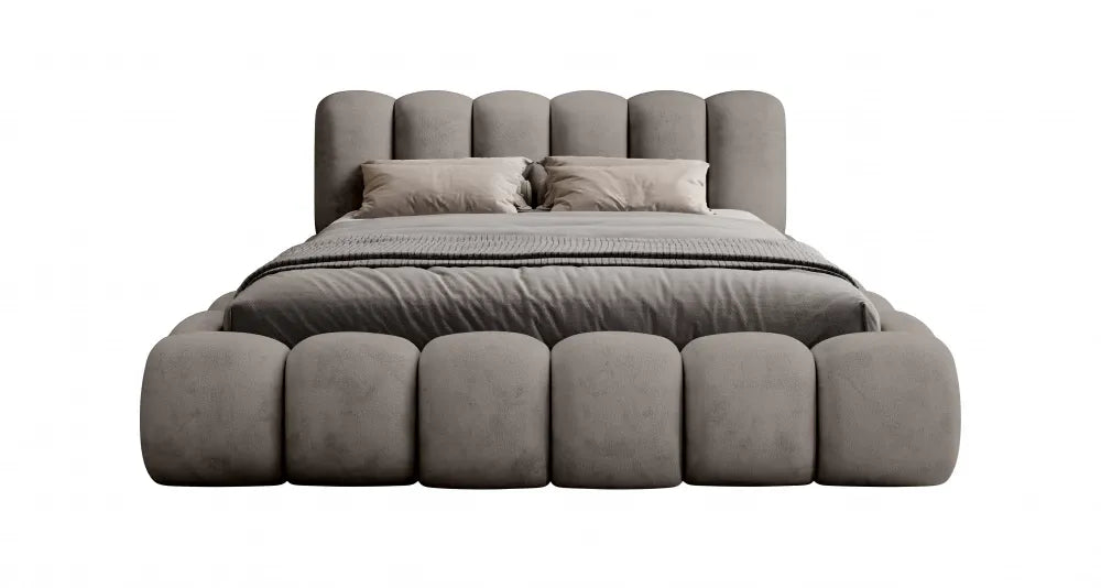 Pat 180x200cm tapitat cu Chenille Gri inchis Dallas
