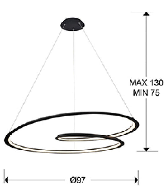 Lustra rotunda cu inaltime reglabila din Aluminiu Negru cu LED D97xH130cm Looping