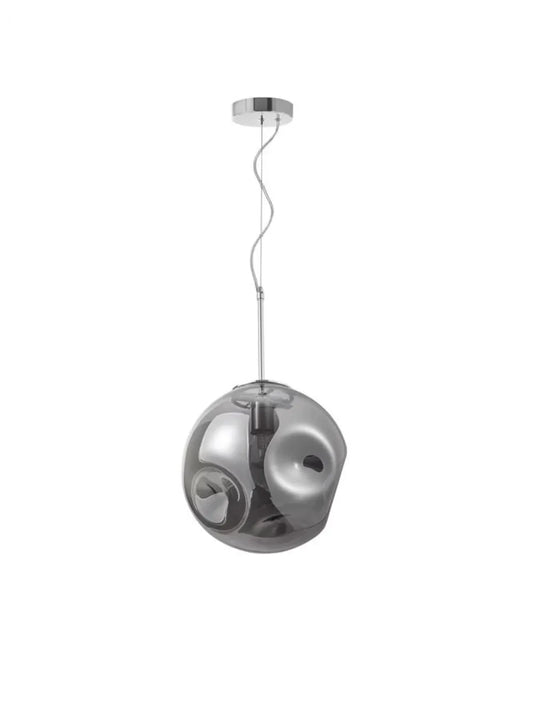 Pendul structura din Metal Argintiu si abajur din Sticla Fumuriu H120xL30cm IP20 MAYAN