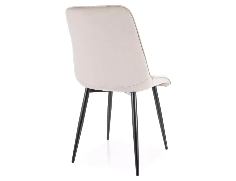 Scaun tapitat cu Catifea Bej Bluvel 30 cu picioare din Metal Negru H88xL50xA43cm Chic