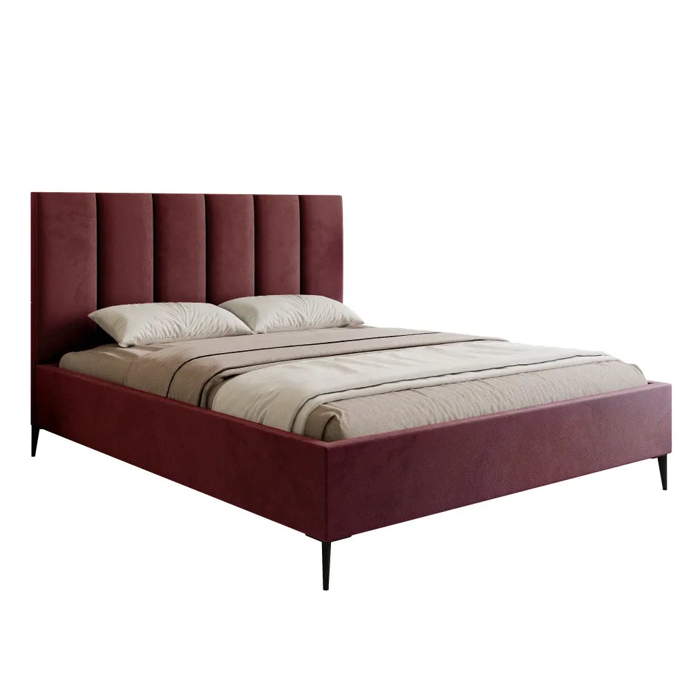 Pat 180 x 200 tapitat cu Catifea Velutto Rosu Lia