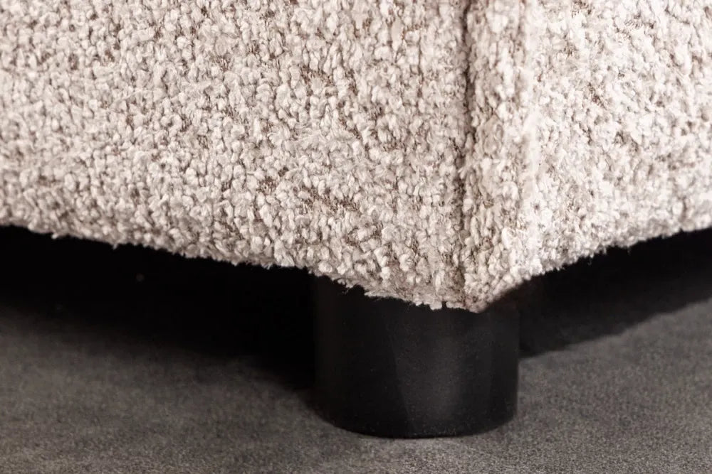 Puf cu husa detasabila din Lemn Negru si Stofa boucle Bej H42xL100cm Heaven