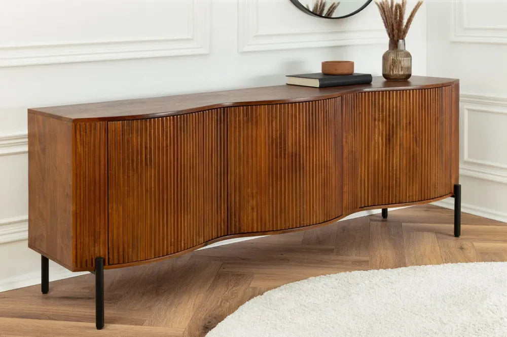 Comoda din Lemn de mango Maro si Metal Negru L177xH76cm GRANDEUR