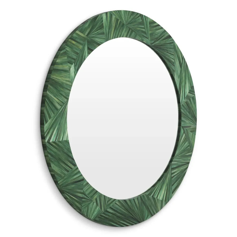 Oglinda cu rama din MDF/Paie Verde D120cm Cassara Eichholtz