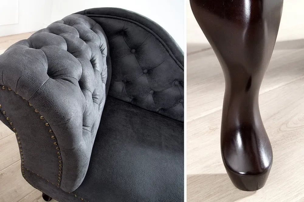 Sezlong tapitat cu Microfibra Gri L170cm Chesterfield